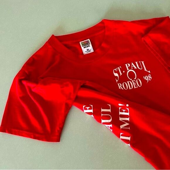 '98 Vtg St. Paul Rodeo T-Shirt Oregon Red Funny Graphic Top Unisex Sz Medium - Picture 1 of 8